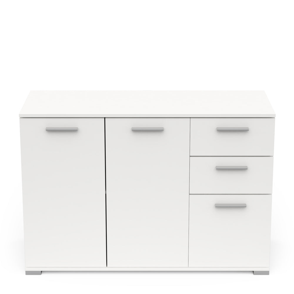 Prague 3 Door 2 Drawer 120cm Matt White Sideboard - FurniComp
