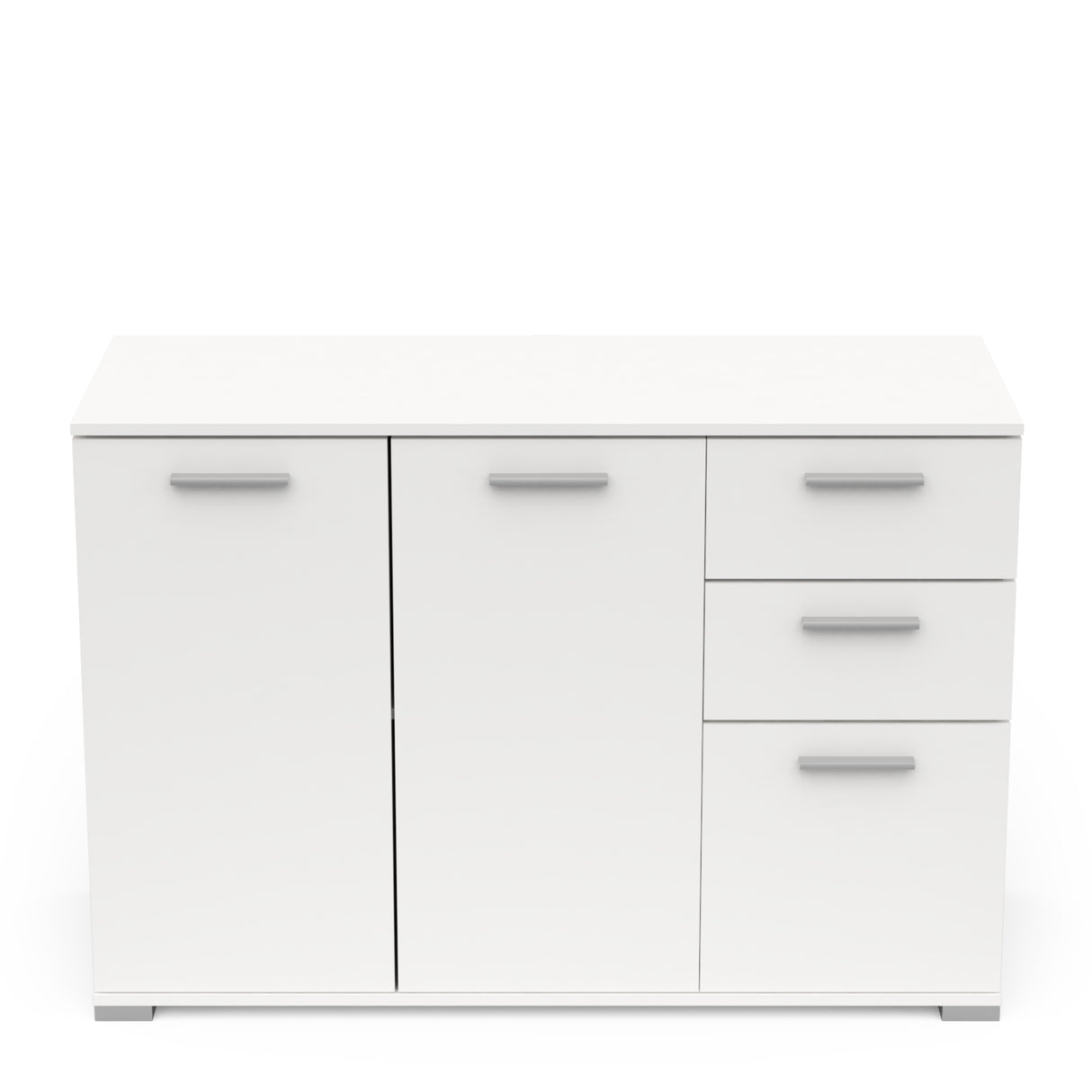 Prague 3 Door 2 Drawer 120cm Matt White Sideboard - FurniComp