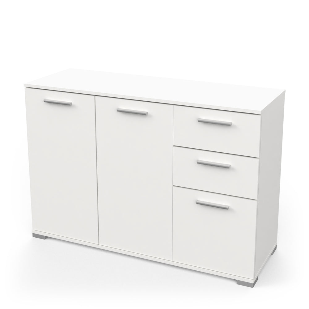 Prague 3 Door 2 Drawer 120cm Matt White Sideboard - FurniComp