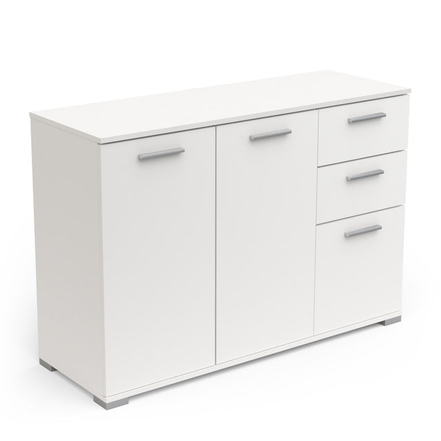 Prague 3 Door 2 Drawer 120cm Matt White Sideboard - FurniComp