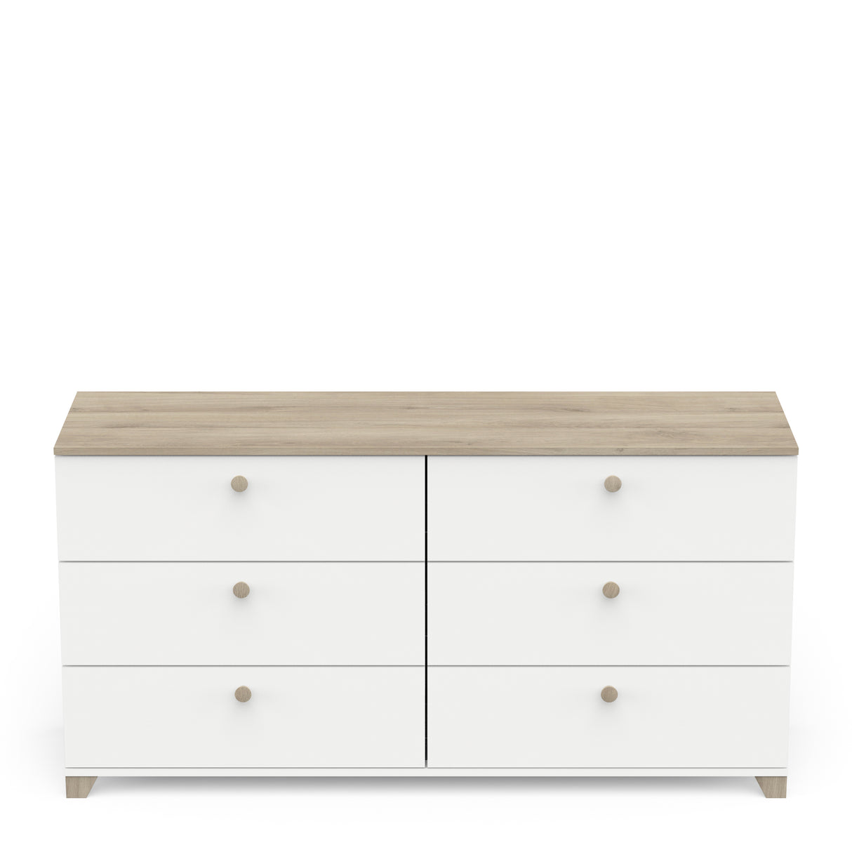 Prague 6 Drawer (3+3) Matt White and Oak Chest of Drawers - FurniComp
