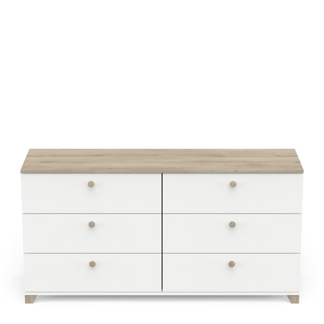 Prague 6 Drawer (3+3) Matt White and Oak Chest of Drawers - FurniComp
