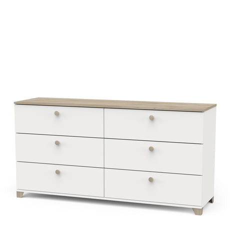 Prague 6 Drawer (3+3) Matt White and Oak Chest of Drawers - FurniComp