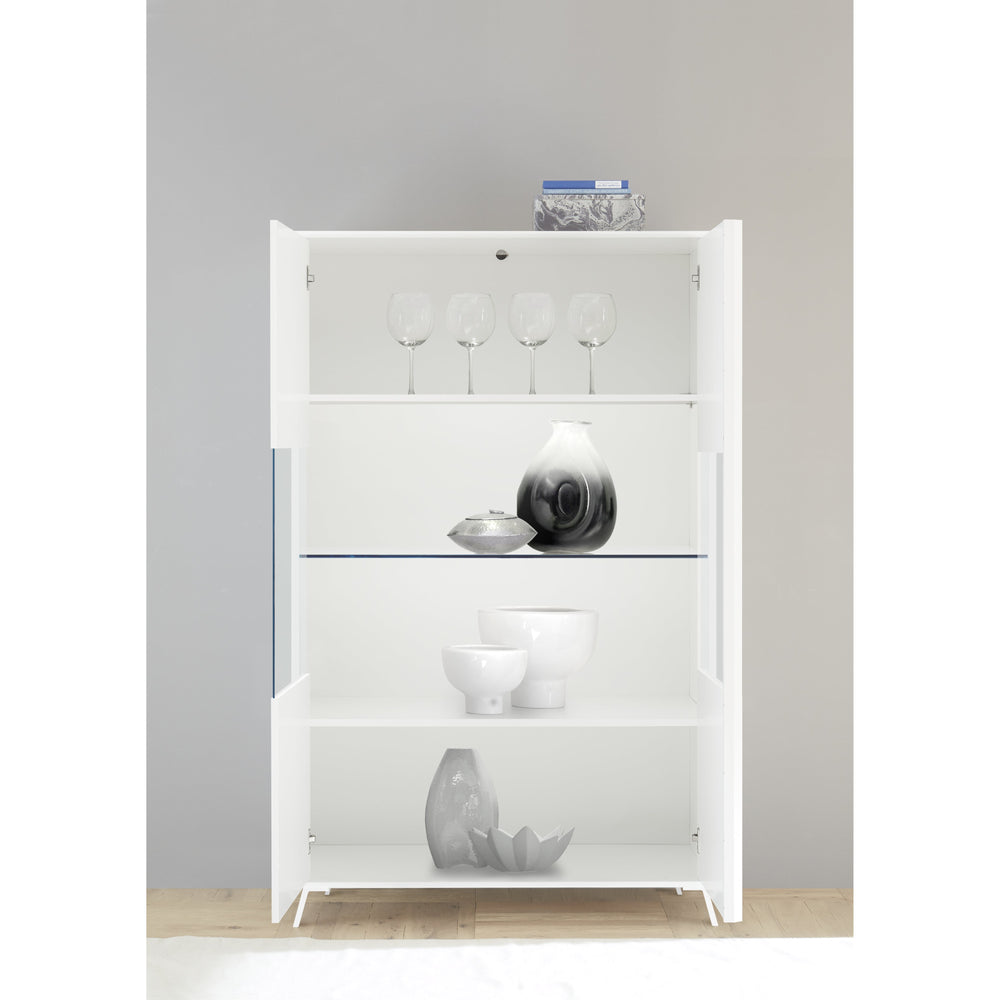 Ravenna 2 Door 104cm White Gloss Glass Display Cabinet - FurniComp