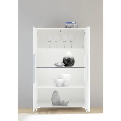 Ravenna 2 Door 104cm White Gloss Glass Display Cabinet - FurniComp