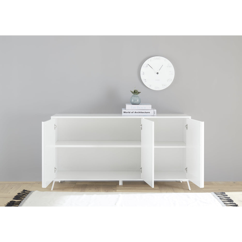 Ravenna 3 Door 156cm White Gloss Sideboard - FurniComp