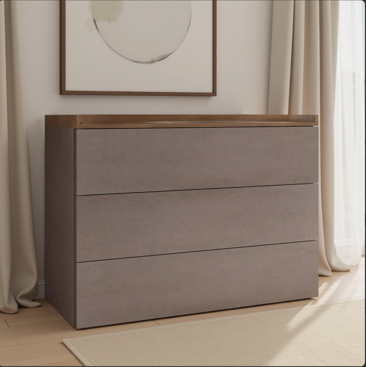 Renato 3 Drawer 110cm Chest of Drawers - Bronze & Mercure Oak - FurniComp