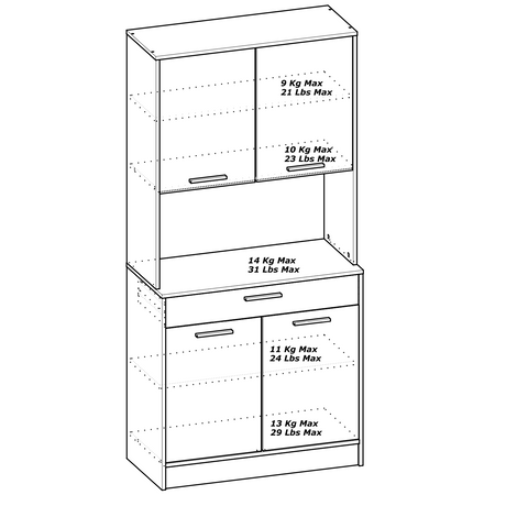 Rowan Tall Kitchen Pantry Cupboard with Microwave Shelf- Kronberg Oak & Black - FurniComp