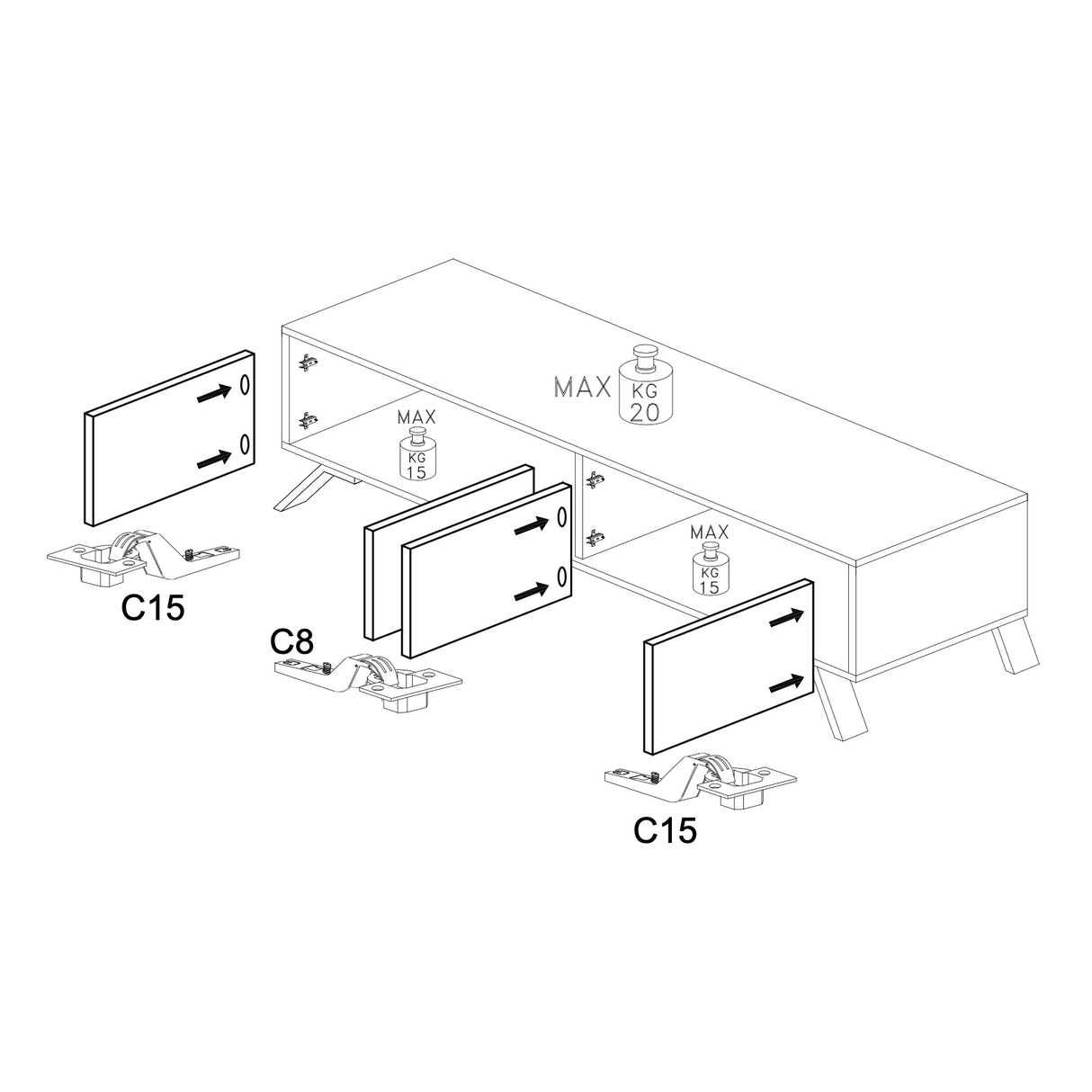 Ravenna 4 Door 205cm Black Oak Large TV Stand - FurniComp