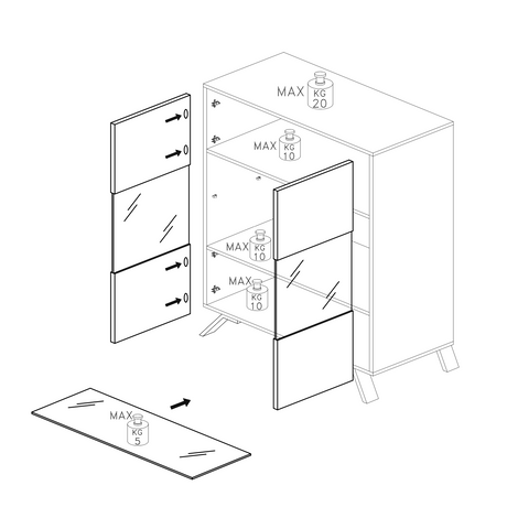 Ravenna 2 Door 104cm White Gloss Glass Display Cabinet - FurniComp