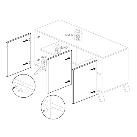Ravenna 3 Door 156cm White Gloss Sideboard - FurniComp