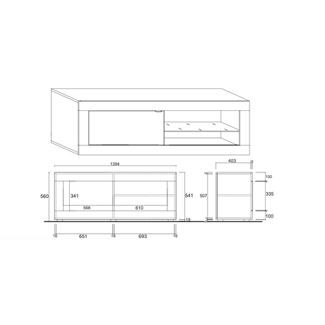 Selene 1 Door White Gloss and Pero Oak TV Stand - FurniComp