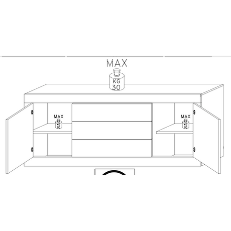 Selene 2 Door 3 Drawer White Gloss and Pero Oak Sideboard - FurniComp