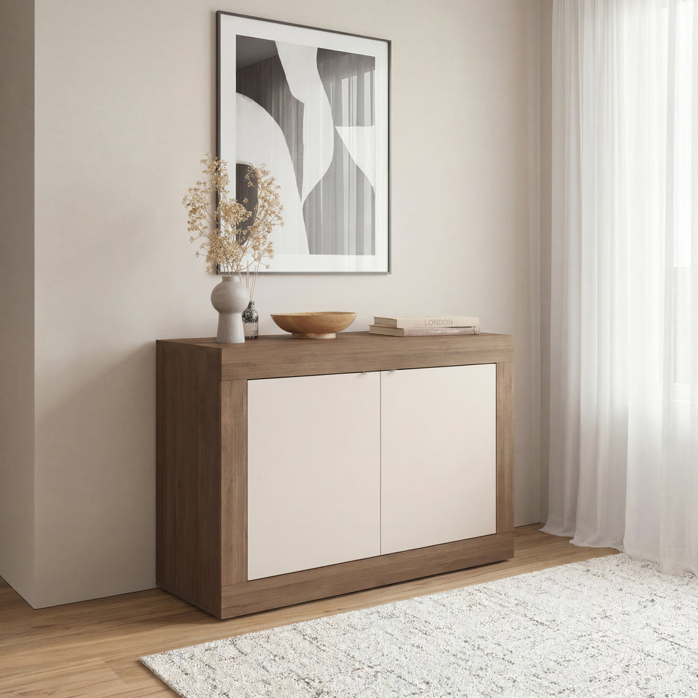 Selene 2 Door Cashmere & Mercure Oak Sideboard - FurniComp