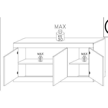 Selene 3 Door White Gloss and Pero Oak Sideboard - FurniComp