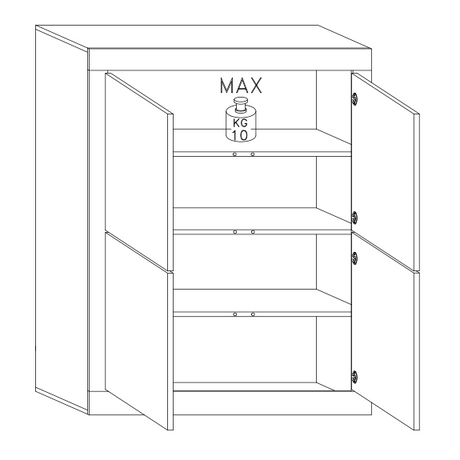 Selene 4 Door White Gloss and Pero Oak Tall Sideboard/Highboard - FurniComp