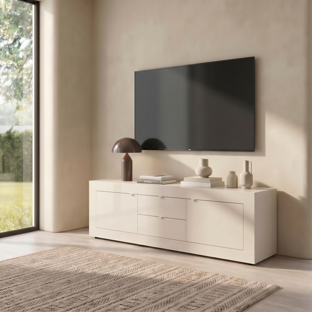 Selene Large 2 Door 2 Drawer Cashmere TV Unit - FurniComp