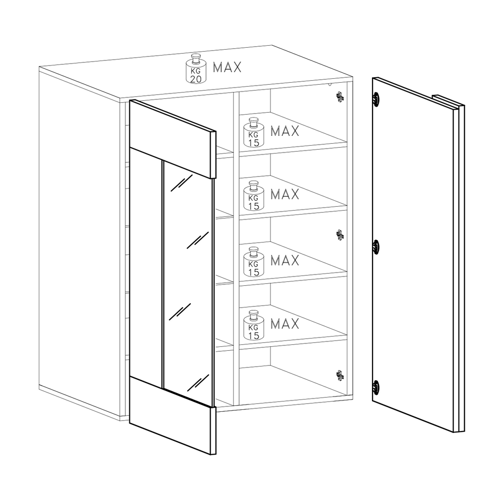 Seville 2 Door Grey and Mercure Oak Display Cabinet - FurniComp