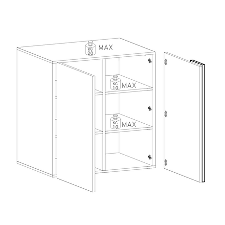 Seville 2 Door White Gloss and Cadiz Oak Tall Sideboard/Highboard - FurniComp