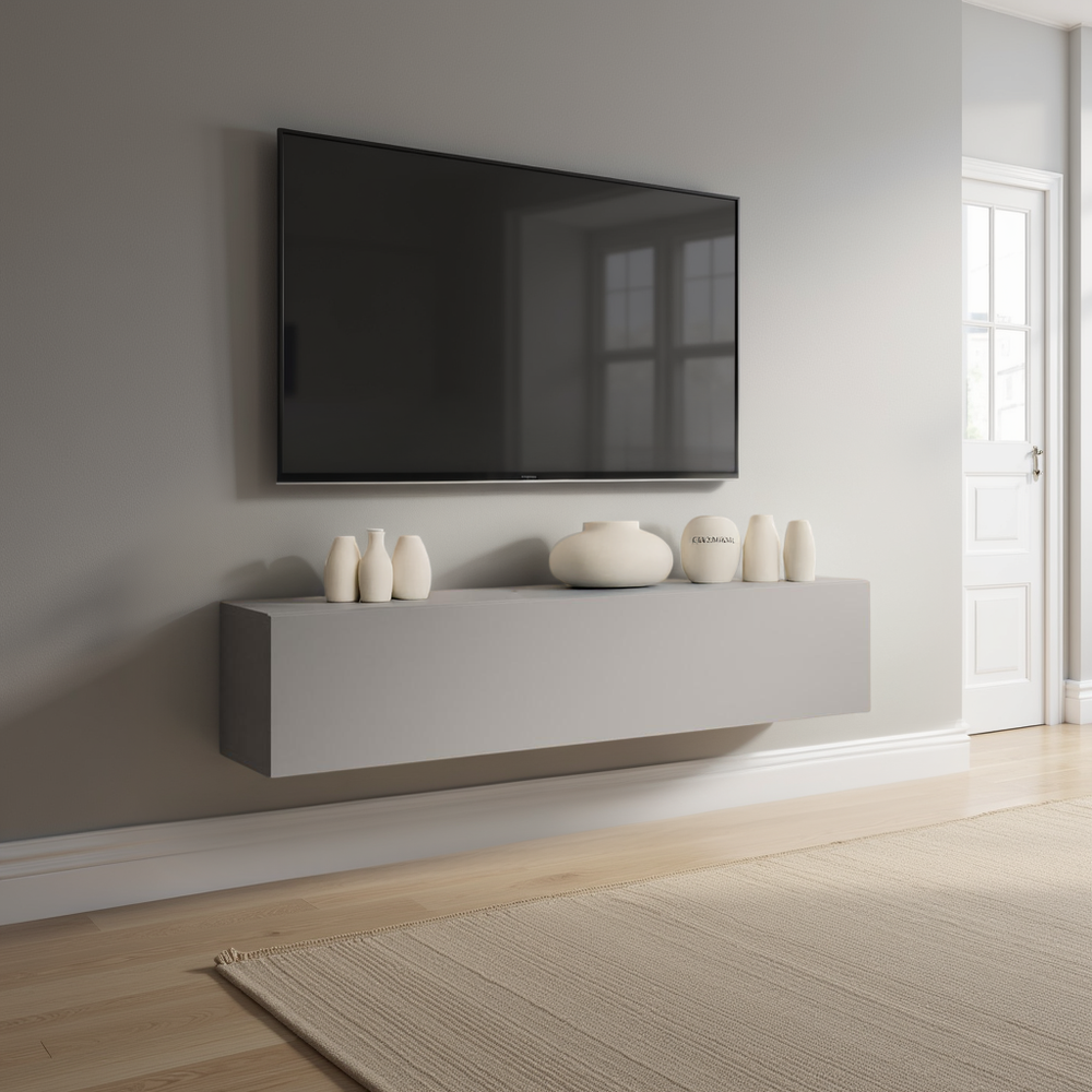 Combo 138cm Floating Wall Hung TV Unit - Slate Grey COM-62-04 - FurniComp