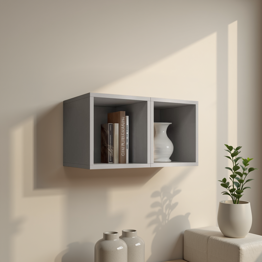 Combo 28cm Floating Wall Cube Set of 2 - Slate Grey COM-311-04 - FurniComp