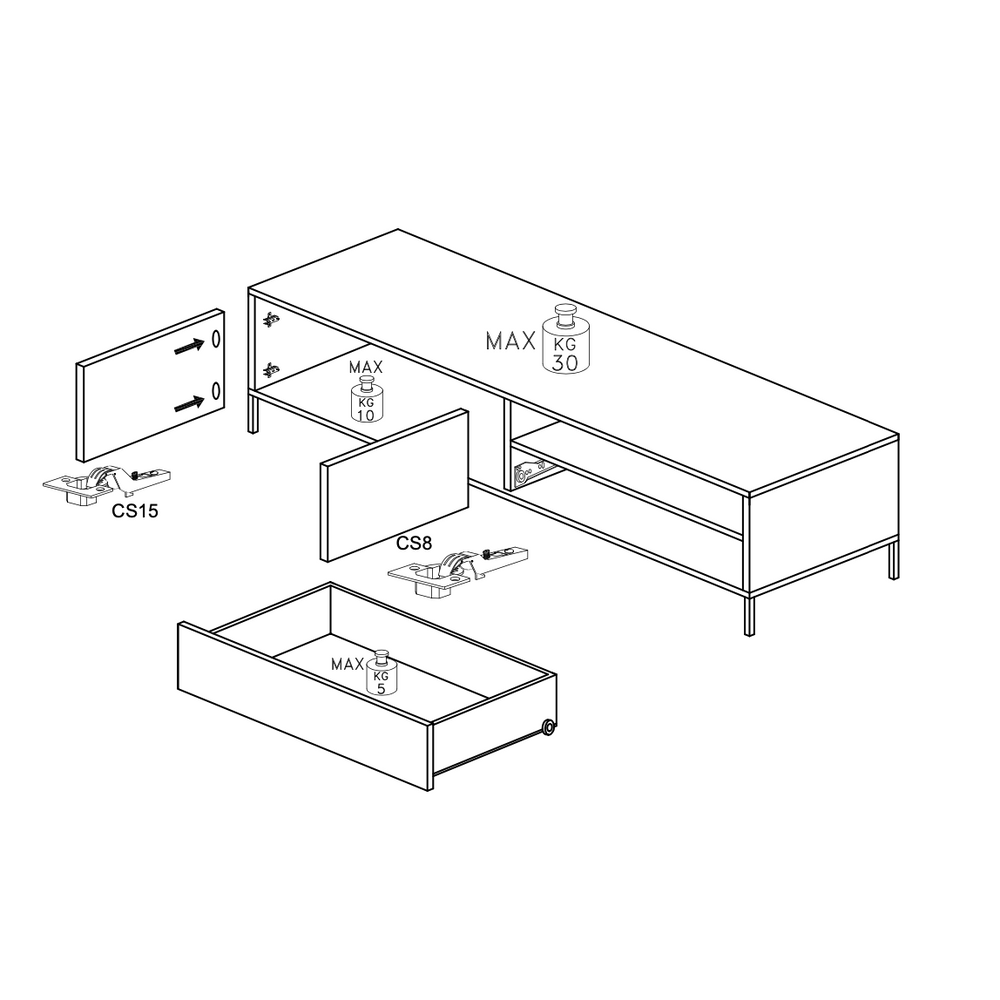 Venice 2 Door 1 Drawer Grey and Mercure Oak Small TV Stand - FurniComp