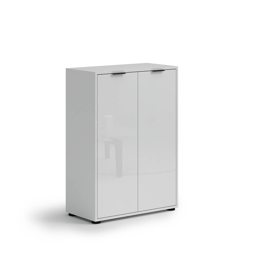 Sydney White Gloss Large 30 Pair Shoe Storage Cupboard - FurniComp