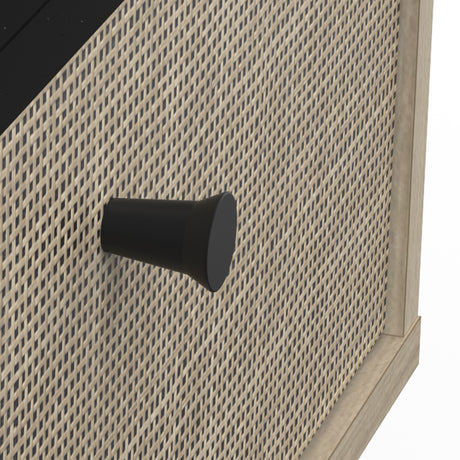 Theo 1 Drawer Open Shelf Oak Rattan Style Bedside Table - FurniComp