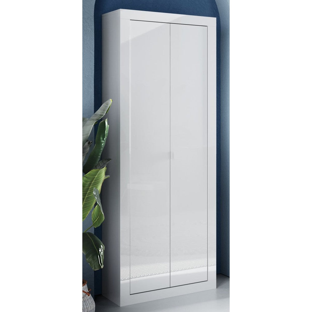 Selene 2 Door White Gloss Tall Bathroom Storage Cupboard - FurniComp