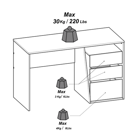 Valerie White and Oak Office Study Desk with Storage Drawers - FurniComp
