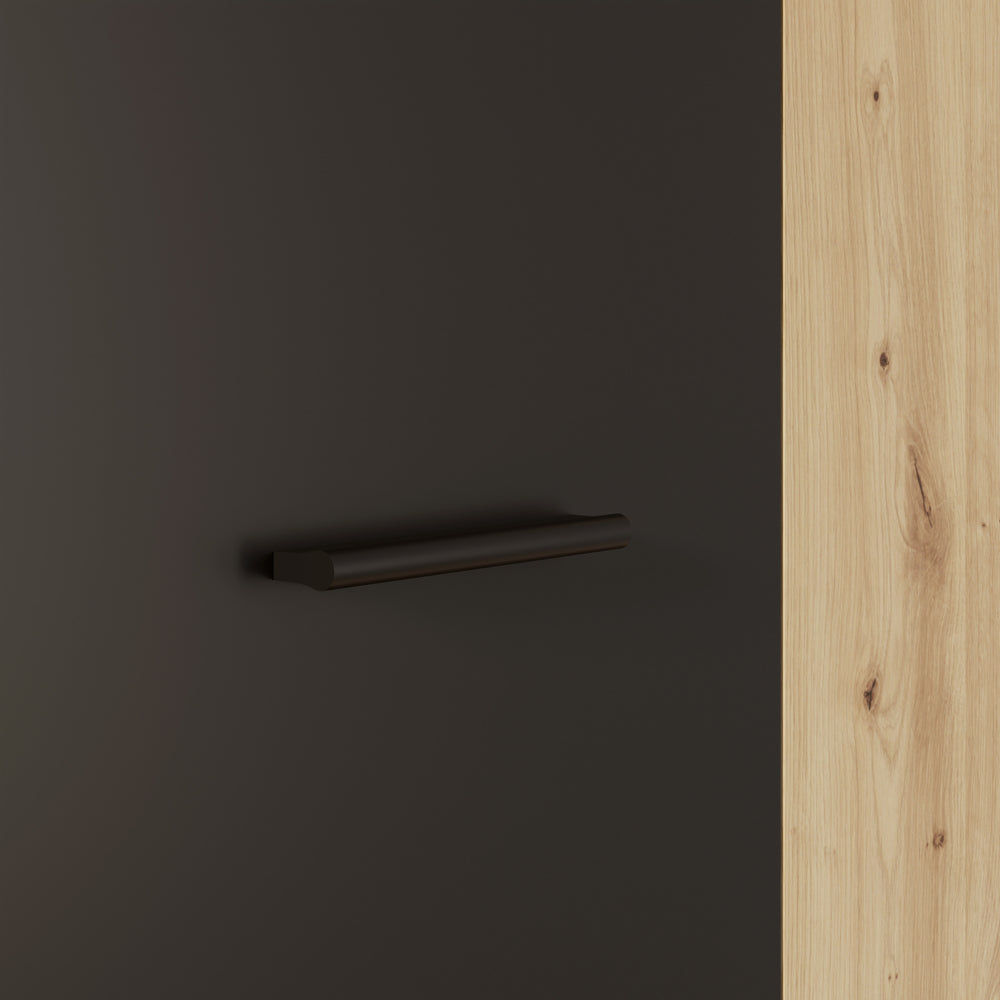 Variant Multipurpose Artisan Oak & Black Tall 2 Door Broom Utility Cupboard - FurniComp