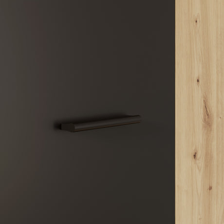 Variant Multipurpose Artisan Oak & Black Tall 2 Door Broom Utility Cupboard - FurniComp