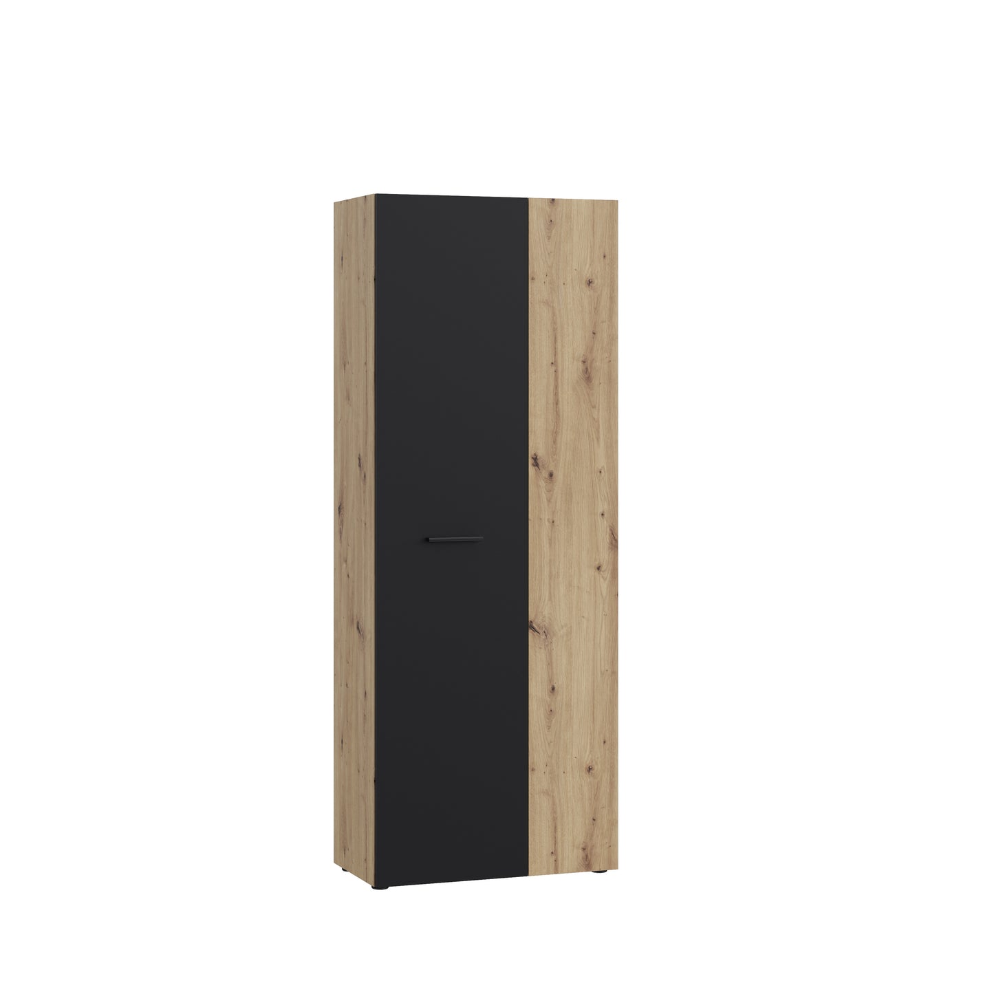 Variant Multipurpose Artisan Oak & Black Tall 2 Door Broom Utility Cupboard - FurniComp