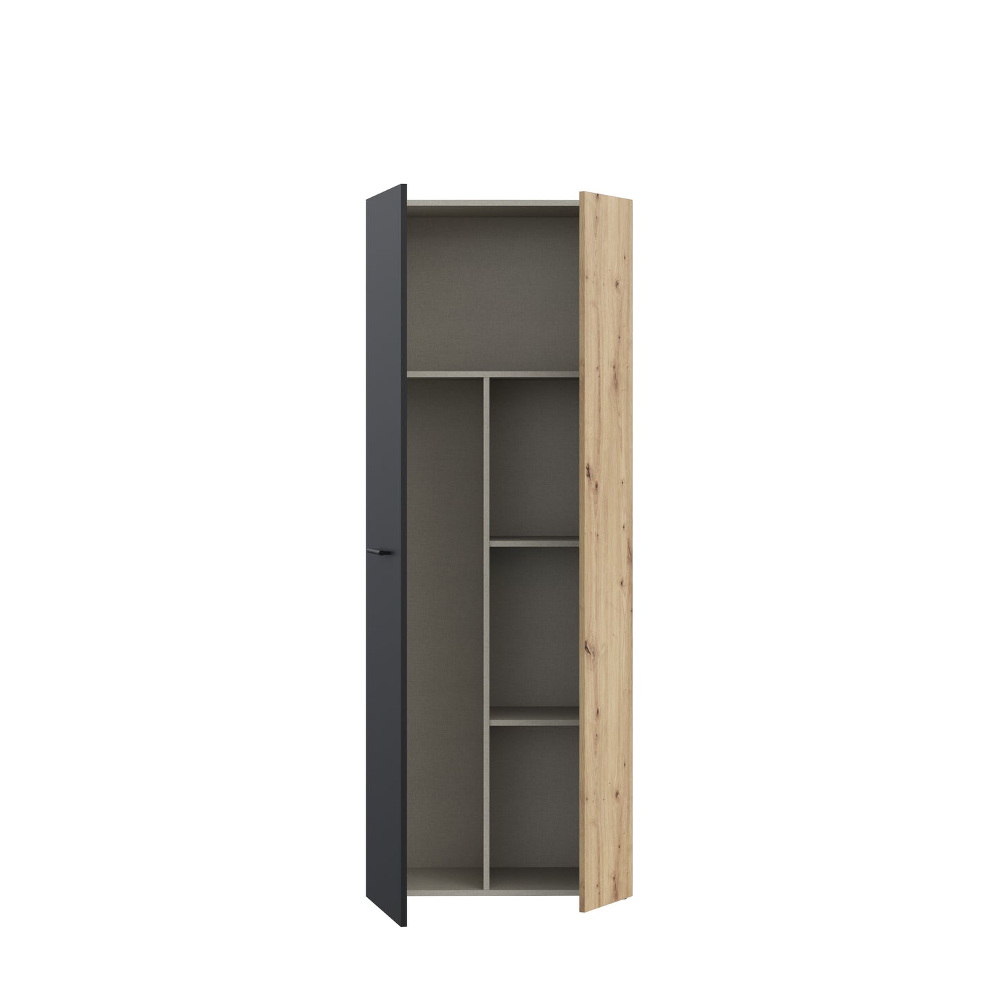 Variant Multipurpose Artisan Oak & Black Tall 2 Door Broom Utility Cupboard - FurniComp