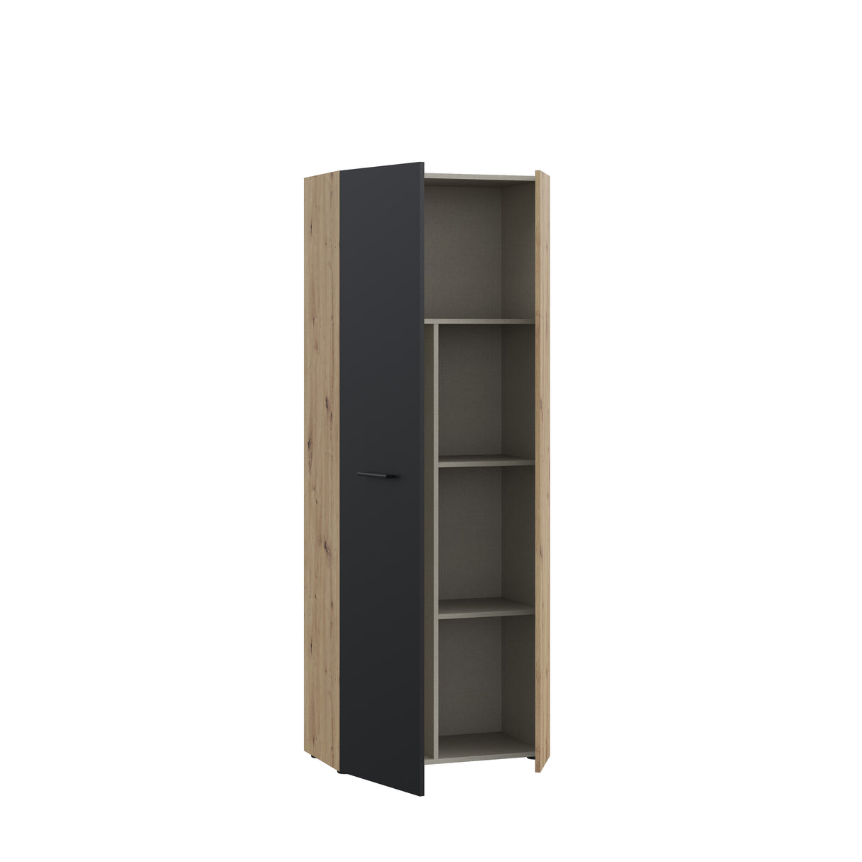 Variant Multipurpose Artisan Oak & Black Tall 2 Door Broom Utility Cupboard - FurniComp