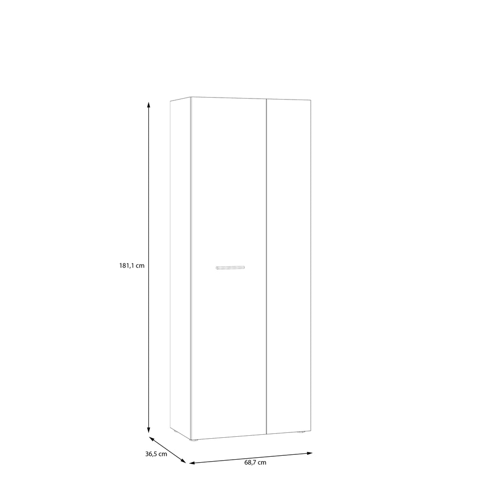 Variant Multipurpose Artisan Oak & Black Tall 2 Door Broom Utility Cupboard - FurniComp