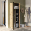Variant Multipurpose Artisan Oak & Black Tall 2 Door Broom Utility Cupboard - FurniComp