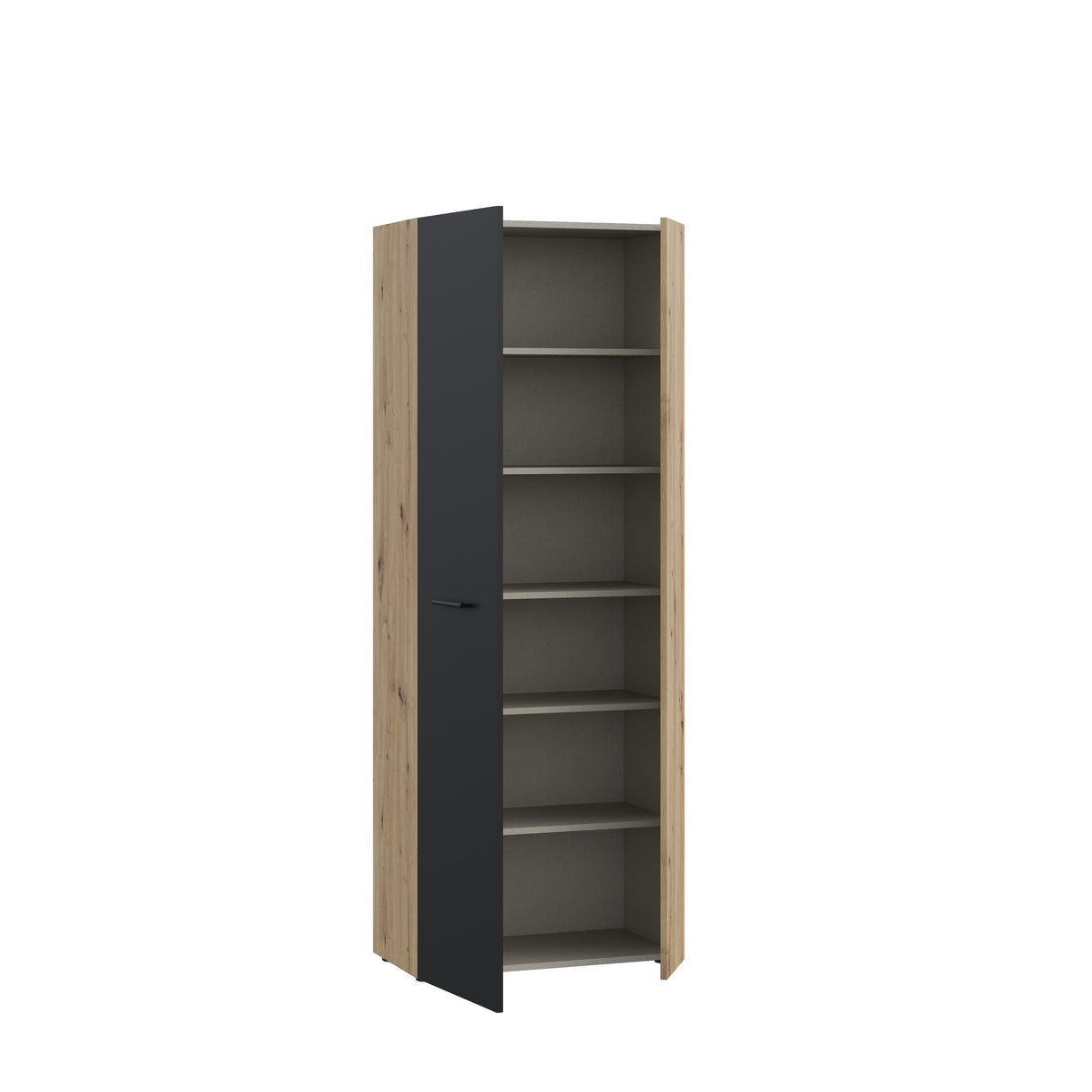Variant Multipurpose Artisan Oak & Black Tall 2 Door Utility Shoe Storage Cupboard - FurniComp