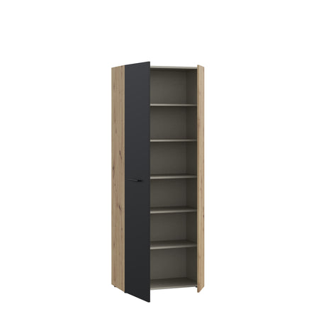 Variant Multipurpose Artisan Oak & Black Tall 2 Door Utility Shoe Storage Cupboard - FurniComp