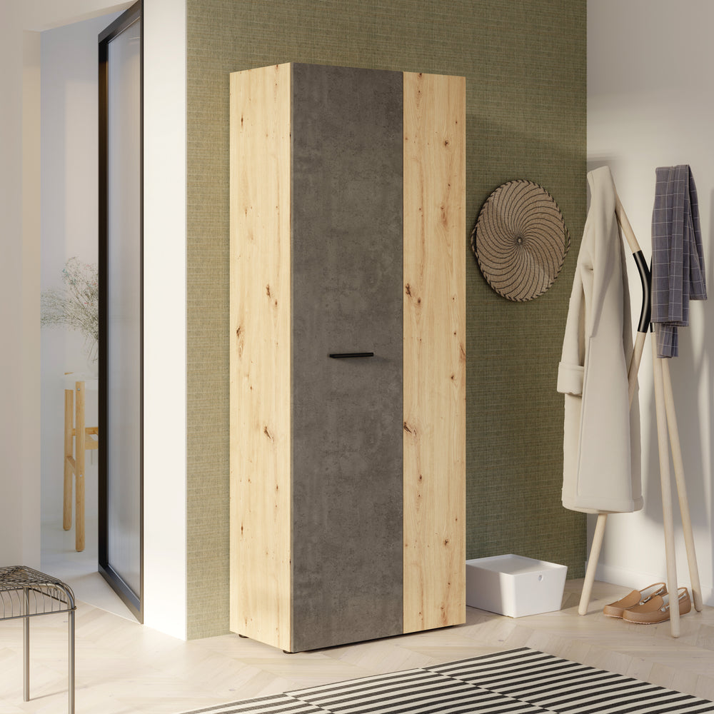 Variant Multipurpose Artisan Oak & Dark Grey Tall 2 Door Broom Utility Cupboard - FurniComp