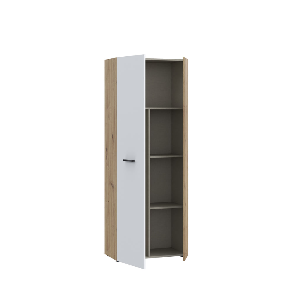Variant Multipurpose Artisan Oak & White Tall 2 Door Broom Utility Cupboard - FurniComp