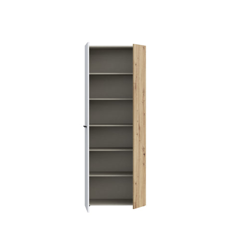 Variant Multipurpose Artisan Oak & White Tall 2 Door Utility Shoe Storage Cupboard - FurniComp