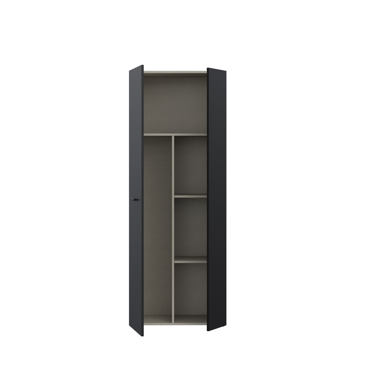 Variant Multipurpose Black Tall 2 Door Broom Utility Cupboard - FurniComp