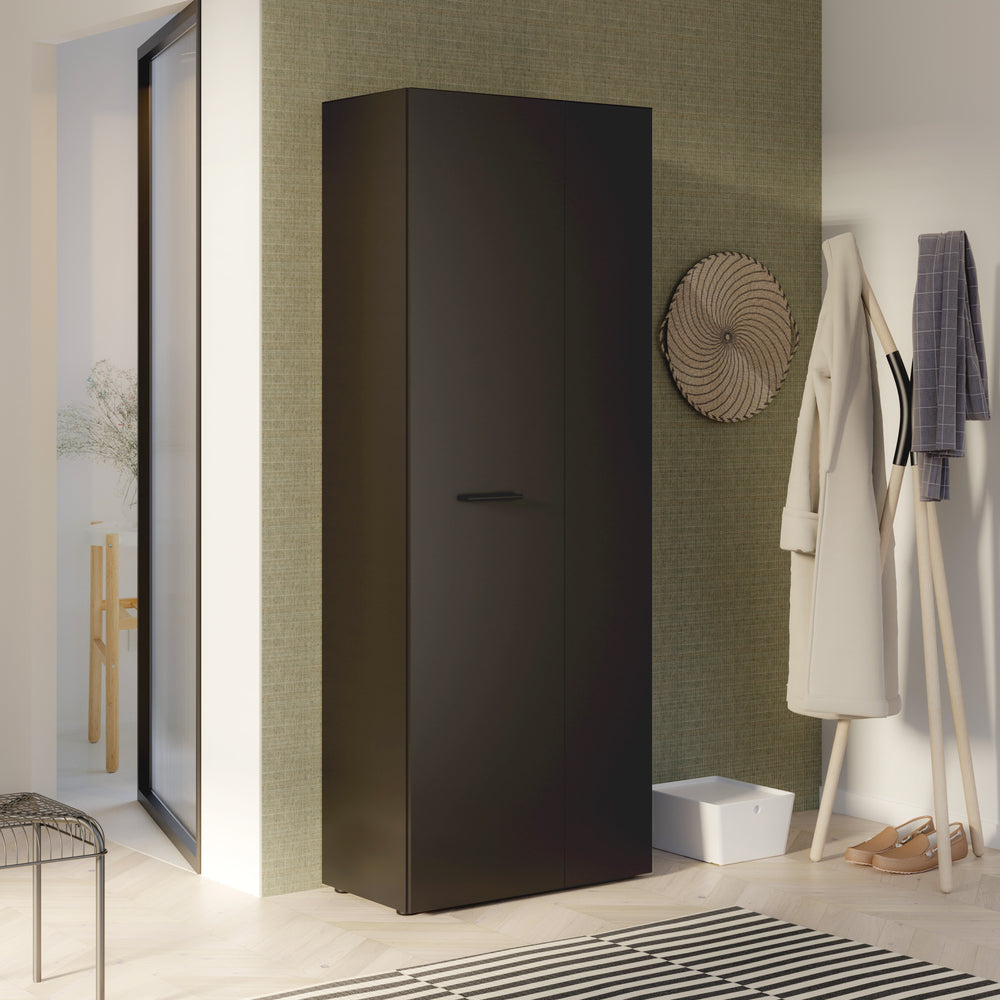 Variant Multipurpose Black Tall 2 Door Broom Utility Cupboard - FurniComp