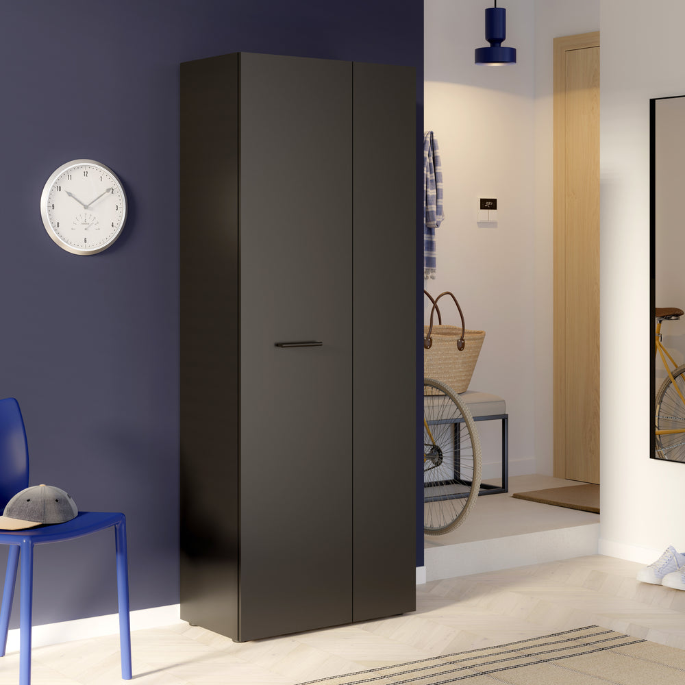 Variant Multipurpose Black Tall 2 Door Utility Shoe Storage Cupboard - FurniComp