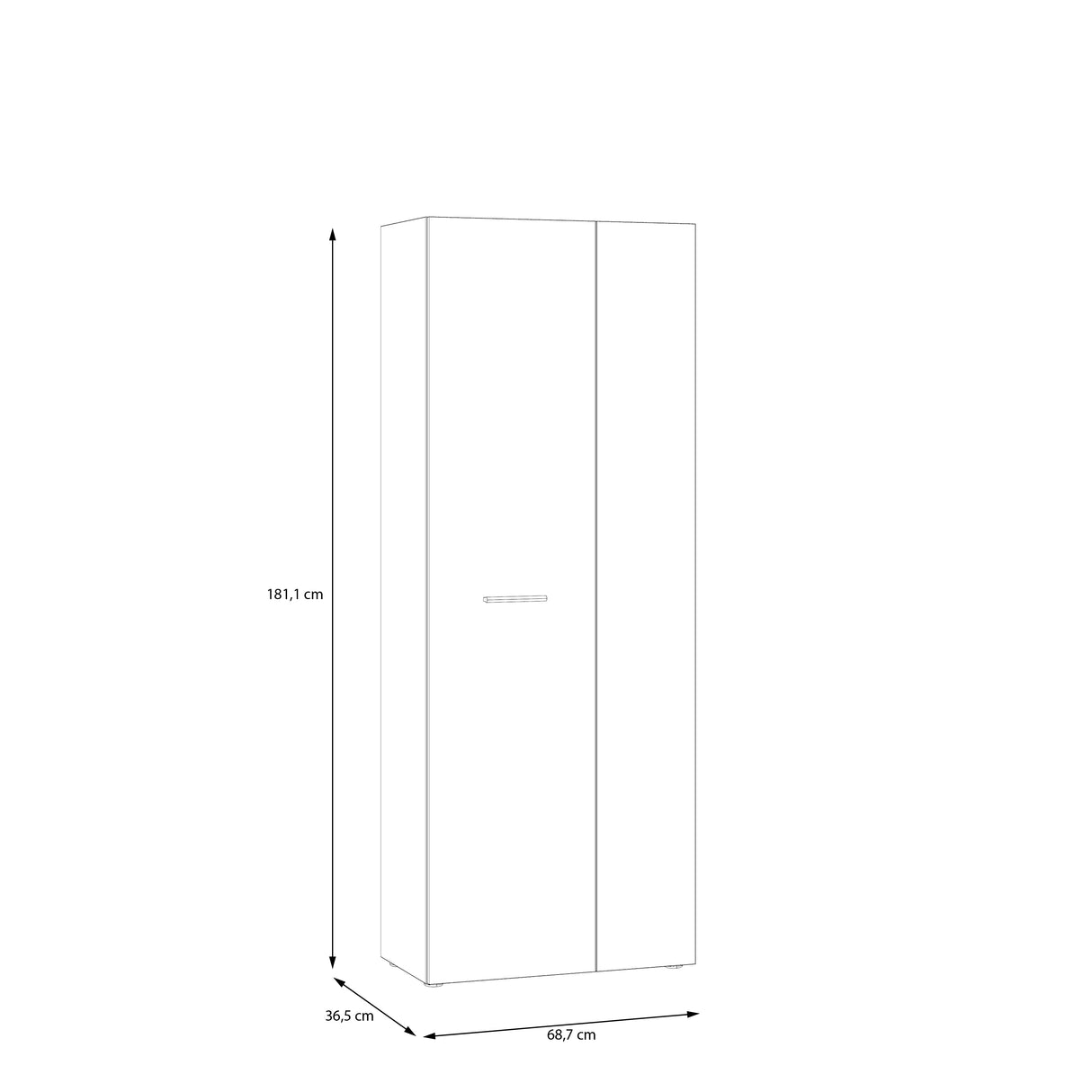 Variant Multipurpose Black Tall 2 Door Broom Utility Cupboard - FurniComp