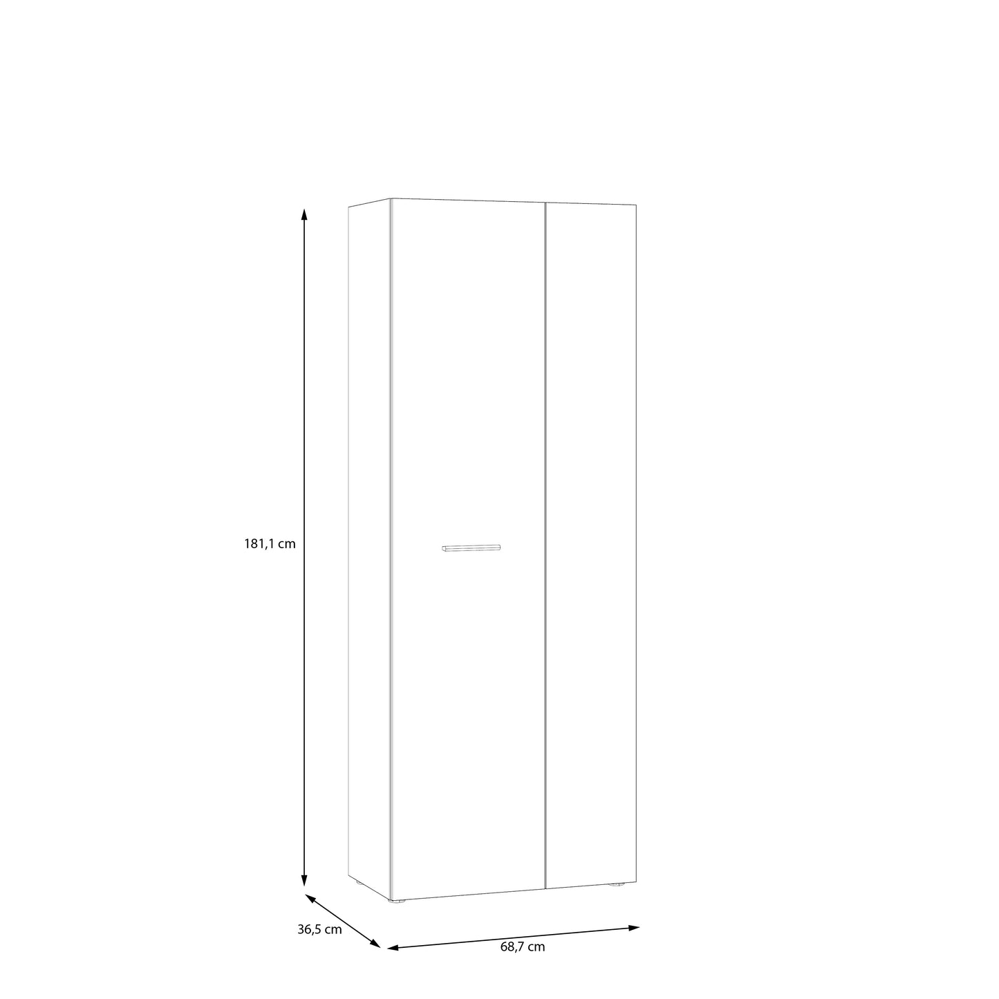 Variant Multipurpose Black Tall 2 Door Broom Utility Cupboard - FurniComp