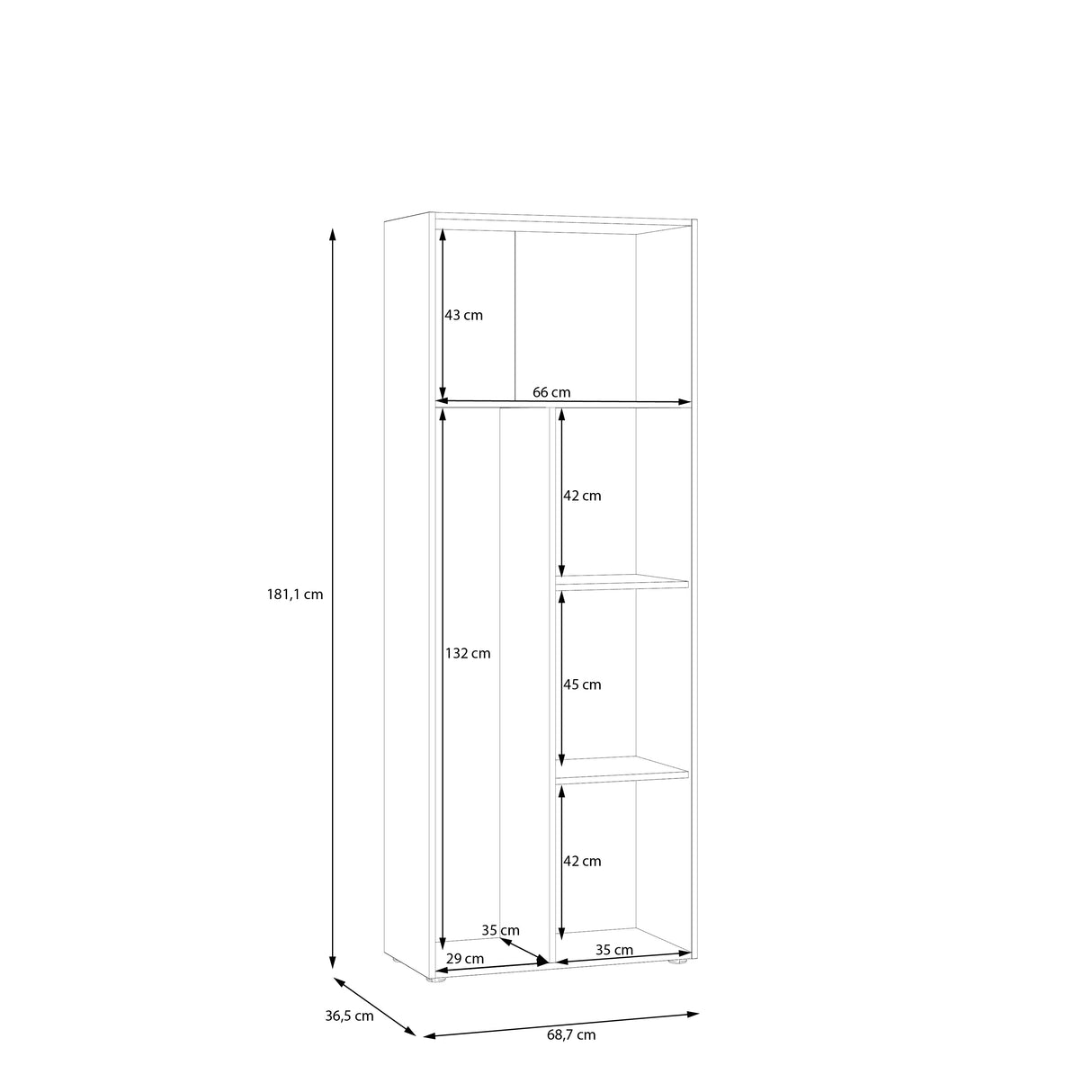 Variant Multipurpose Black Tall 2 Door Broom Utility Cupboard - FurniComp