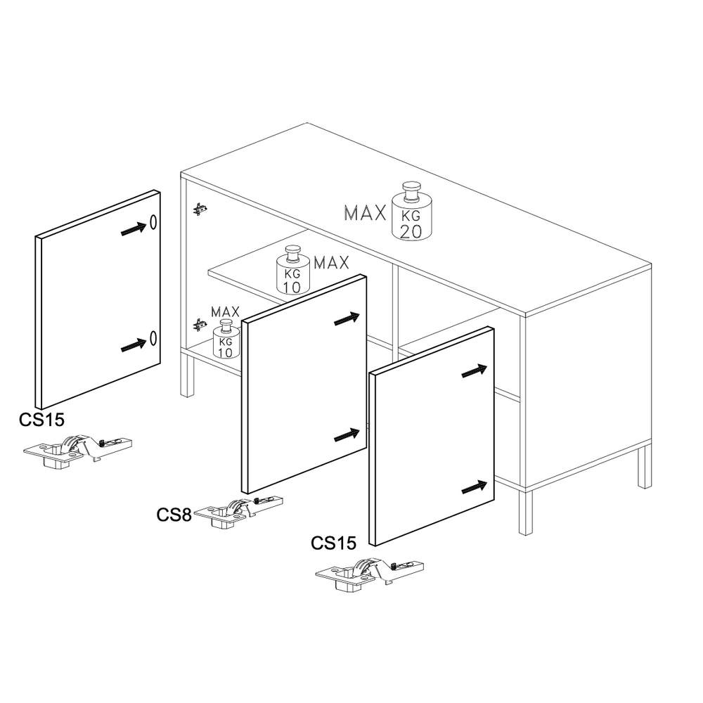 Venice 3 Door Grey and Mercure Oak Sideboard - FurniComp