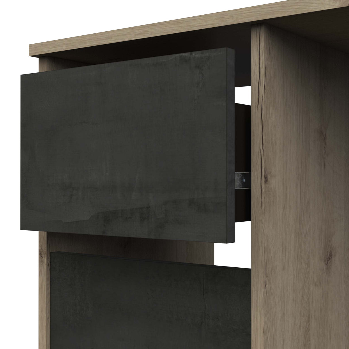 Victor 3 Drawer Black and Royal Oak Office Desk - FurniComp